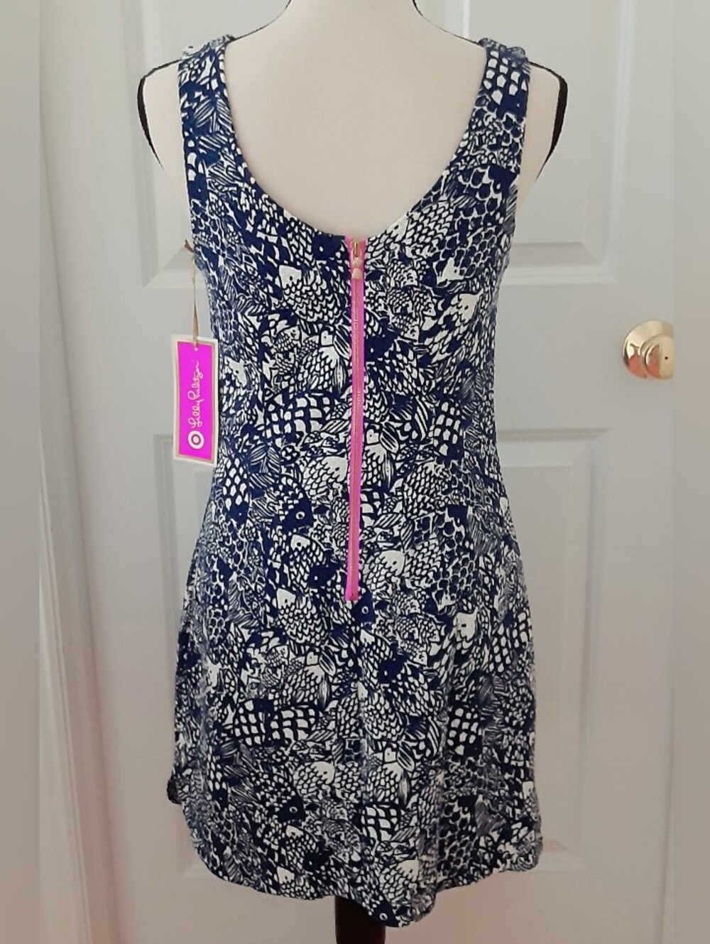 Lily Pulitzer x Target Sleeveless Cotton Textured Fish Print Dress Size 6 - Picture 2 of 8